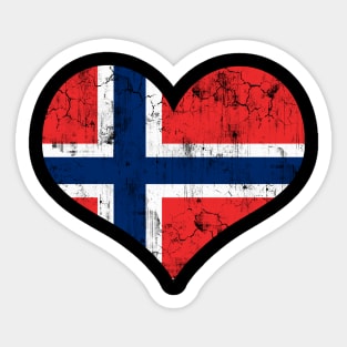 Norway Norwegian Flag Heart Norge Love Distressed Sticker